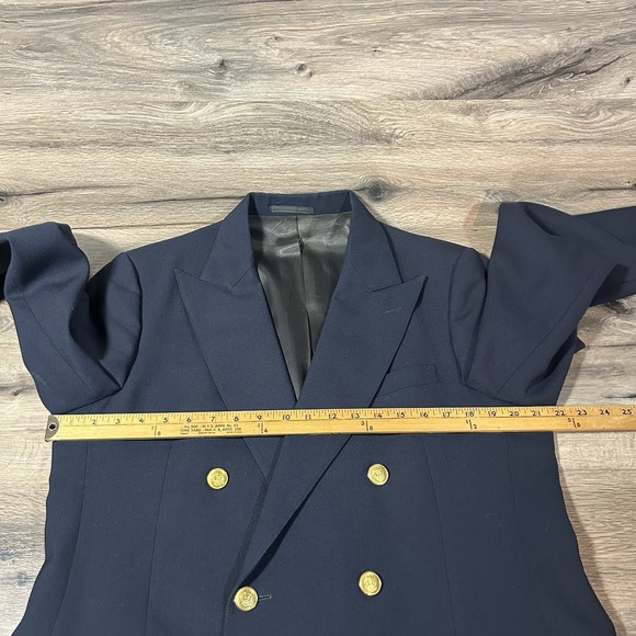 Stanley Blacker navy blue wool Blazer gold button sport jacket 42R - Picture 10 of 12
